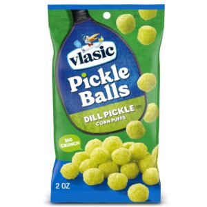 Vlasic Pickle Balls, Dill Pickle Flavored Corn Puffs, Pickleball Gifts, 2 oz