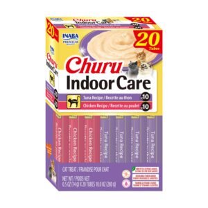 Churu Indoor Care for Hairball Control Functional Lickable Cat Treat with Taurine & Green Tea Extract - 0.5oz | Pack of 20