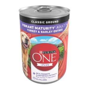 Purina ONE Plus Classic Ground Vibrant Maturity Adult 7 Plus Turkey And Barley Entree Senior Dog Food - 13 oz | Pack of 12