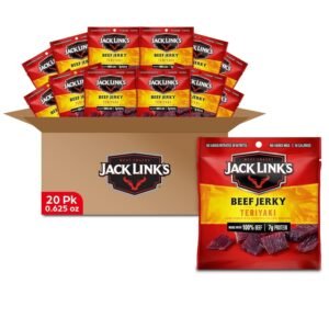 Jack Link's Teriyaki Beef Jerky Multipack, 20 Pack 0.625 oz Bags - Ready to Eat Real Meat Protein Snacks - 7g Protein per