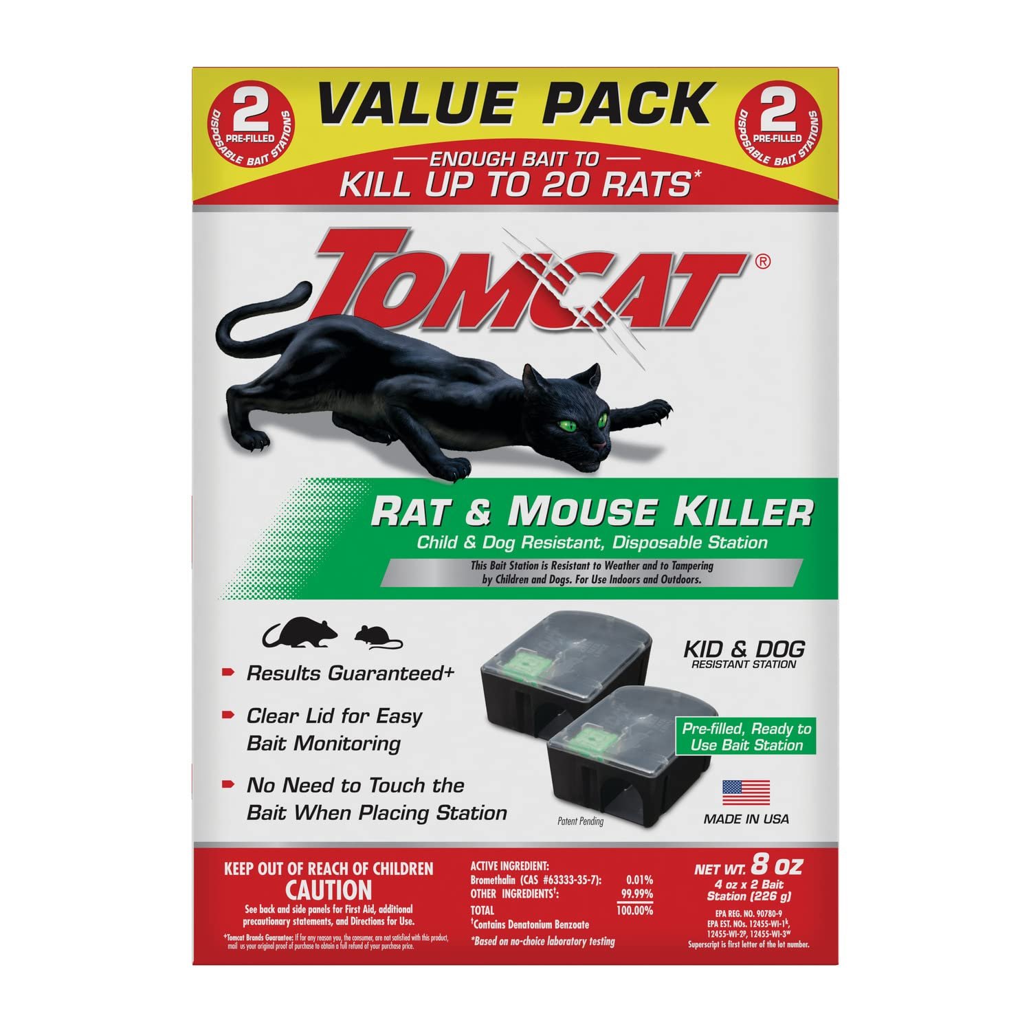 Tomcat Rat and Mouse Killer Disposable Stations for Indoor/Outdoor Use: Child and Dog Resistant