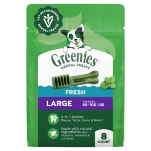 Greenies Dog Treats, Veterinarian-Recommended Natural Dental Dog Treats, Large Size - 12 oz | Pack of 8