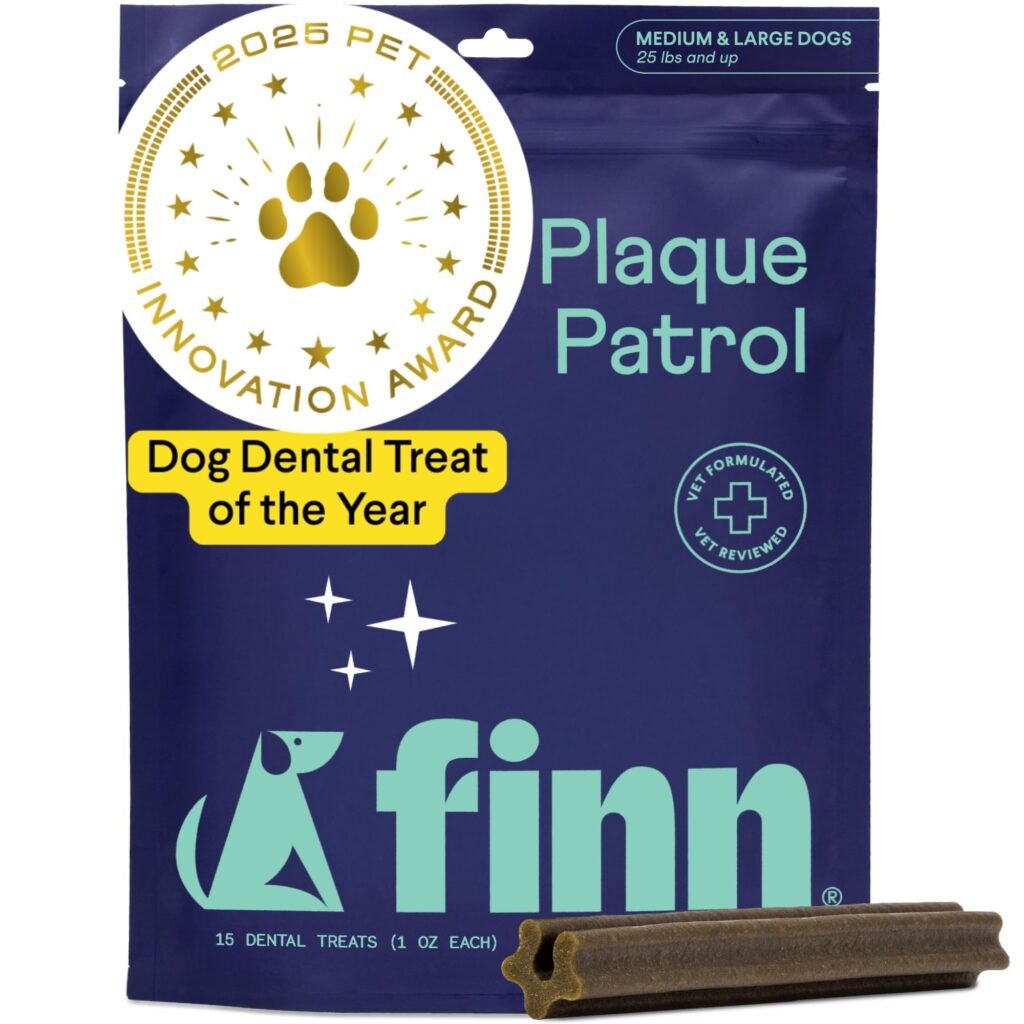 Finn Plaque Patrol Dental Chews Triple-Action Defense Against Plaque Tartar and Bad Breath for Medium Large