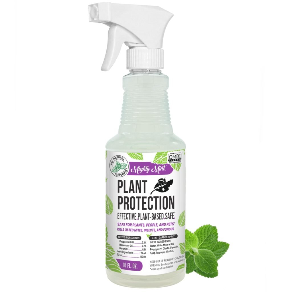 Mighty Mint Peppermint Oil Plant Protection Spray – Insect & Pest Control for Gnats, 16 oz