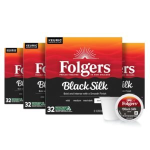 Black Silk, Dark Roast Coffee, Keurig K-Cup Pods, 32 Ct Boxes, Pack of 4