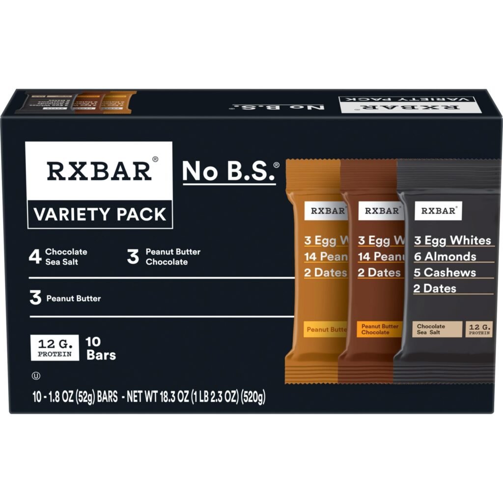 RXBAR Protein Bars, Snack Bars, Variety Pack, 18.3oz Box, 10 Ct
