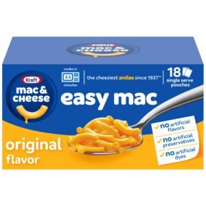 Kraft Easy Mac and Cheese, 18 Packets, for Easy Dinner or Dinner Sides, 38.7 oz