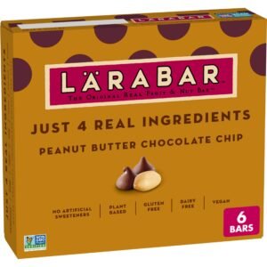 Larabar Peanut Butter Chocolate Chip, Fruit and Nut Bars, Gluten Free and Vegan, 6 Ct, 9.6 oz