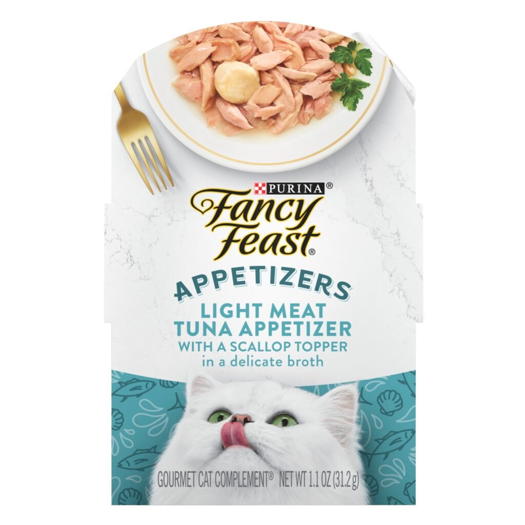 Fancy Feast Purina Fancy Feast Appetizers Lickable Grain Free Wet Cat Food Topper Light Meat Tuna Appetizer - 1.1 oz | Pack of 10