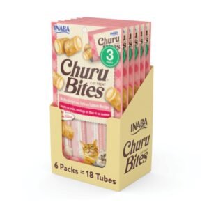 Churu Bites Soft Chewy Baked Chicken Wrapped Churu Filled Cat Treats with Vitamin E per Tube - 0.35 Ounces | Pack of 18