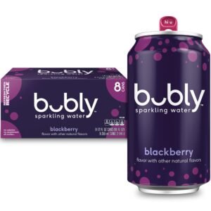 bubly Sparkling Water, Blackberry, Zero Sugar & Zero Calories, 12 Fl Oz Cans, Pack of 8