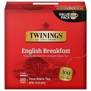 Twinings English Breakfast Black Tea Individually Wrapped Bags, 100 Ct, Smooth, Pack of 1