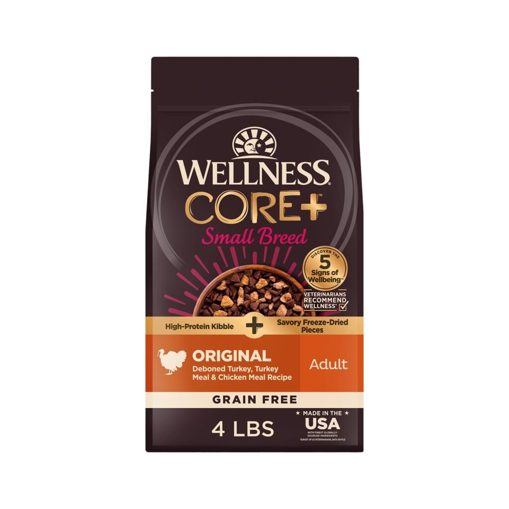 Wellness CORE+ Small Breed Adult Dry Dog Food with Freeze Dried Pieces Grain Free Kibble+ Natural - 4 lb