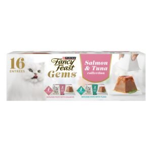 Fancy Feast Gems Pate Cat Food Mousse Salmon or Tuna and a Halo of Savory Gravy Wet - Pack of 8