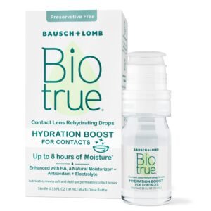 Biotrue Hydration Boost for Contacts, Rehydrating Eye Drops for Dry Eyes, Preservative Free, Refreshes, Lubricates & Moisturizes Lenses, Rewetting Eye Drops, 0.33 FL Oz (Pack of 1)