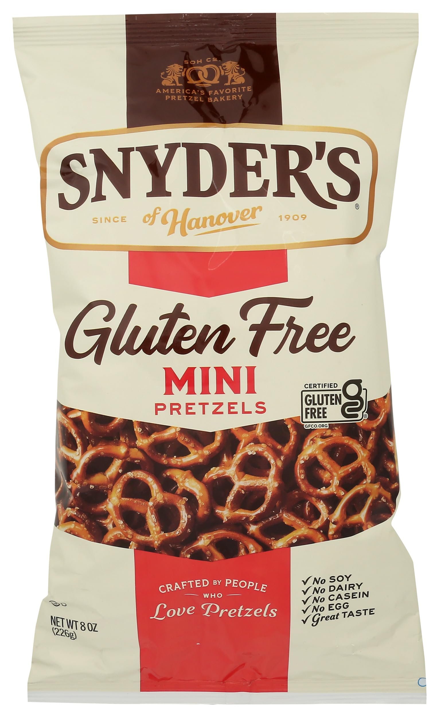 Snyder's of Hanover, Gluten Free Mini Pretzels, 8 Oz Bag