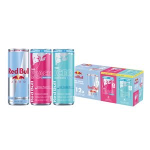 Red Bull Energy Drink SugarFree Variety Pack, Zero, Peach, Pack of 12 Can