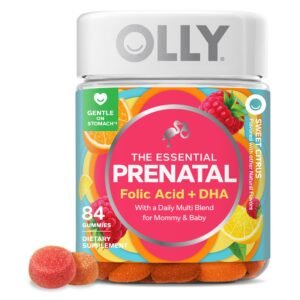 OLLY Prenatal Multivitamin Gummy, Daily Multi Blend for Mommy & Baby, Folic Acid, Omega 3 DHA, Vitamins A & D, Sweet Citrus Flavored, 42 Day Supply - 84 Count