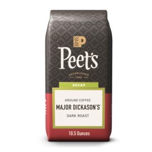 Peet's Coffee, Dark Roast Ground Coffee, Decaffeinated Arabica Coffee - Decaf Major Dickason's Blend 10.5 oz Bag