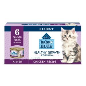 Blue Buffalo Baby Blue Natural Kitten Wet Cat Food Healthy Growth Formula with DHA Chicken Recipe Multi-Pack - Pack of 6