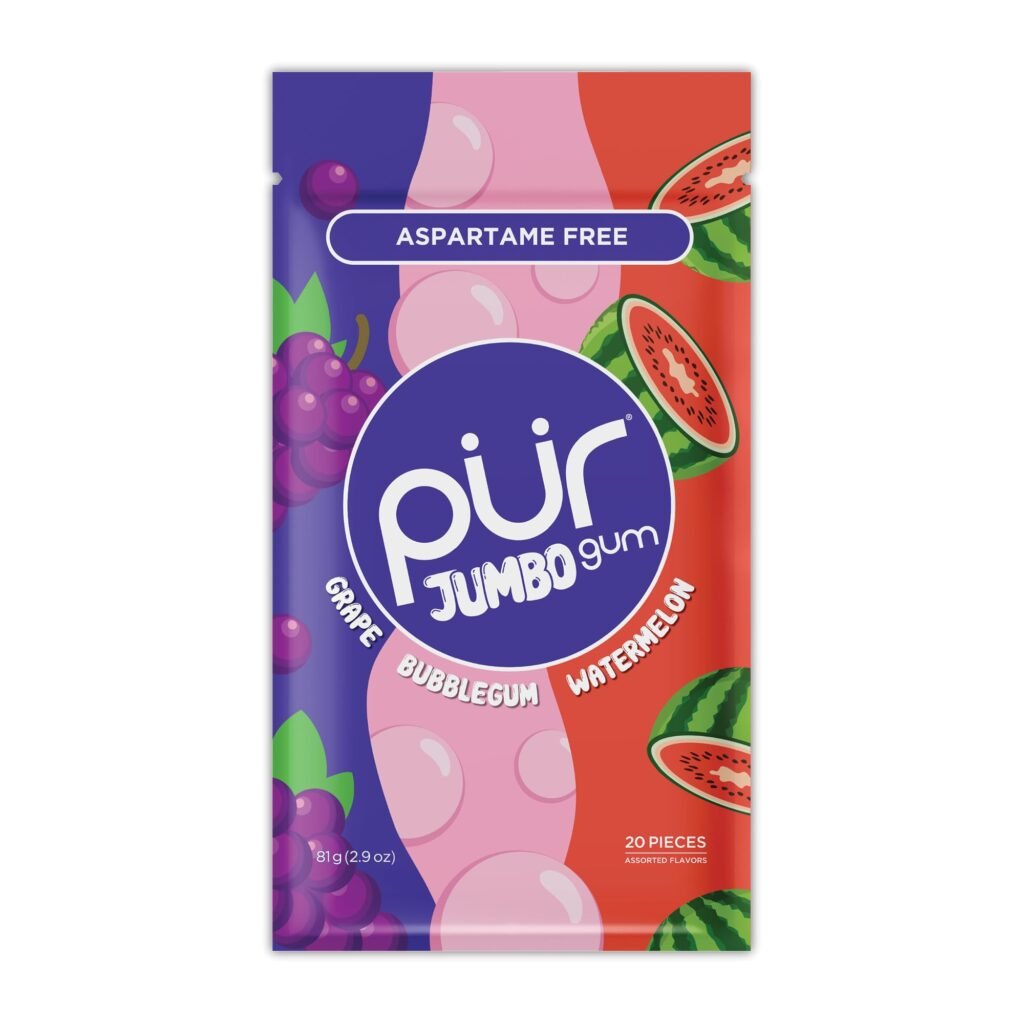 PUR Jumbo Gum, Aspartame Free Chewing Gum, 100% Xylitol, Pack of 1
