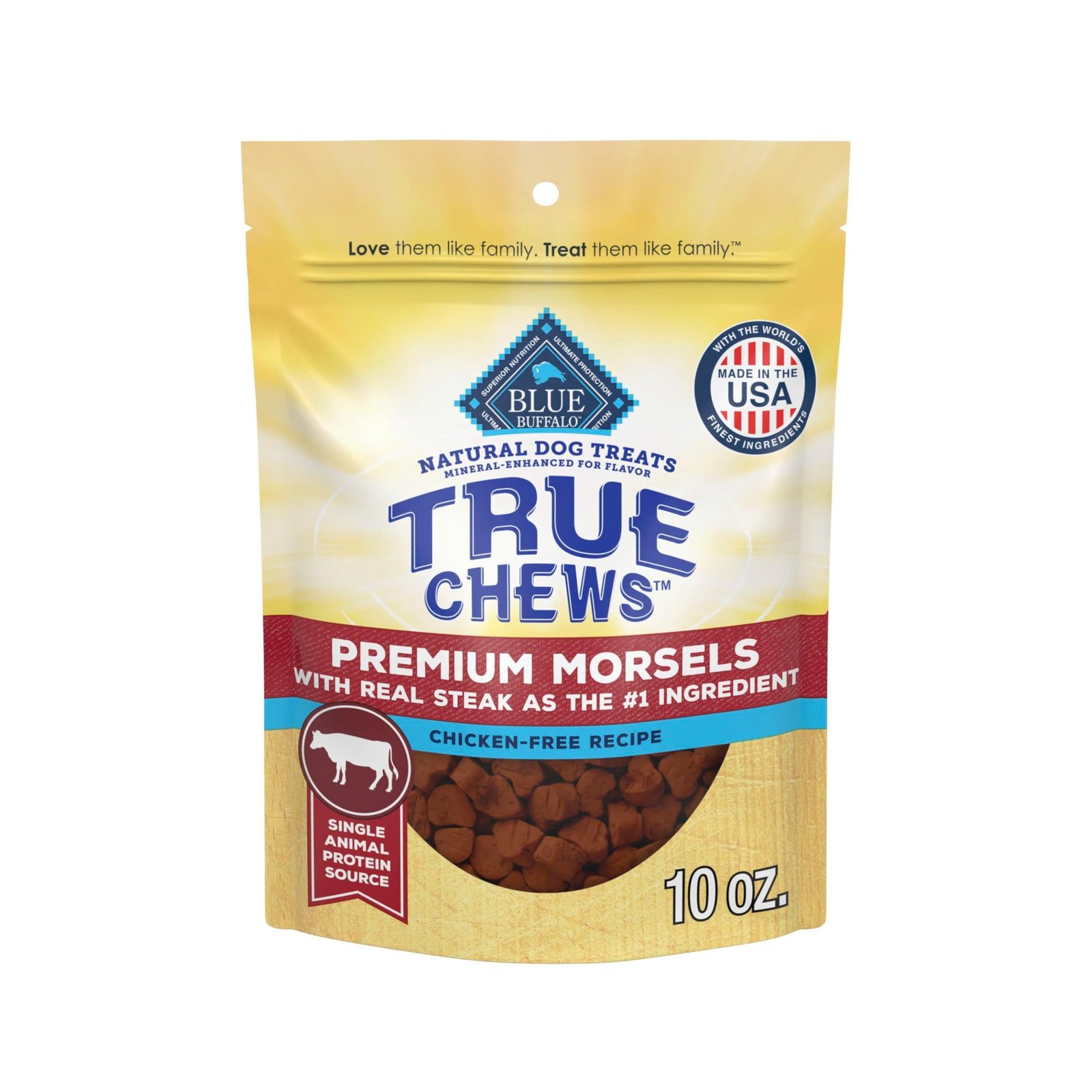 Blue Buffalo True Chews Morsels Dog Treats, Made in The USA with Natural Ingredients, Steak