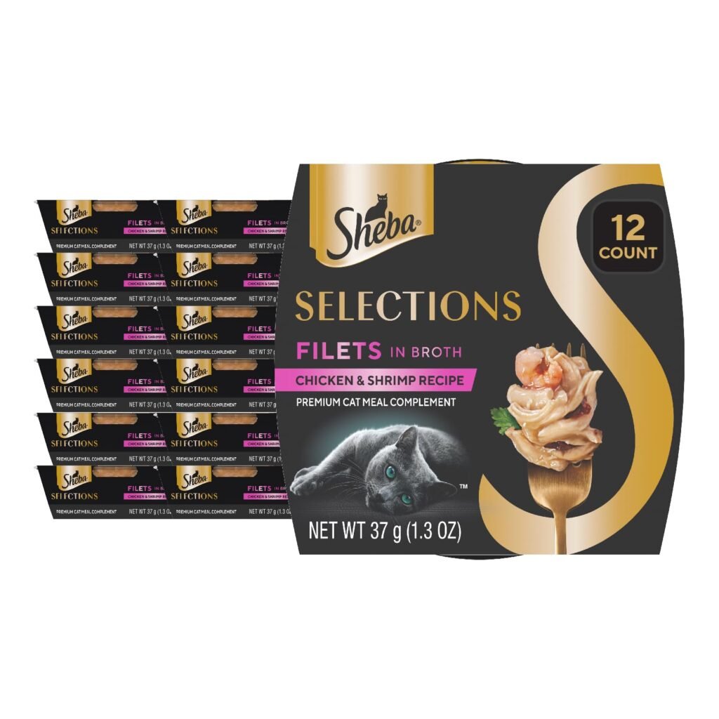 Sheba Selections Filets in Broth Adult Cat Food Wet Recipe Meal Complement Wet Cat Food Variety - 1.3 oz | Pack of 12