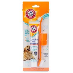 Complete Care Dog Dental Kit Enzymatic Toothpaste 2.5 OZ Chicken Flavor Toothbrush Finger Brush Tartar Baking Soda Formula