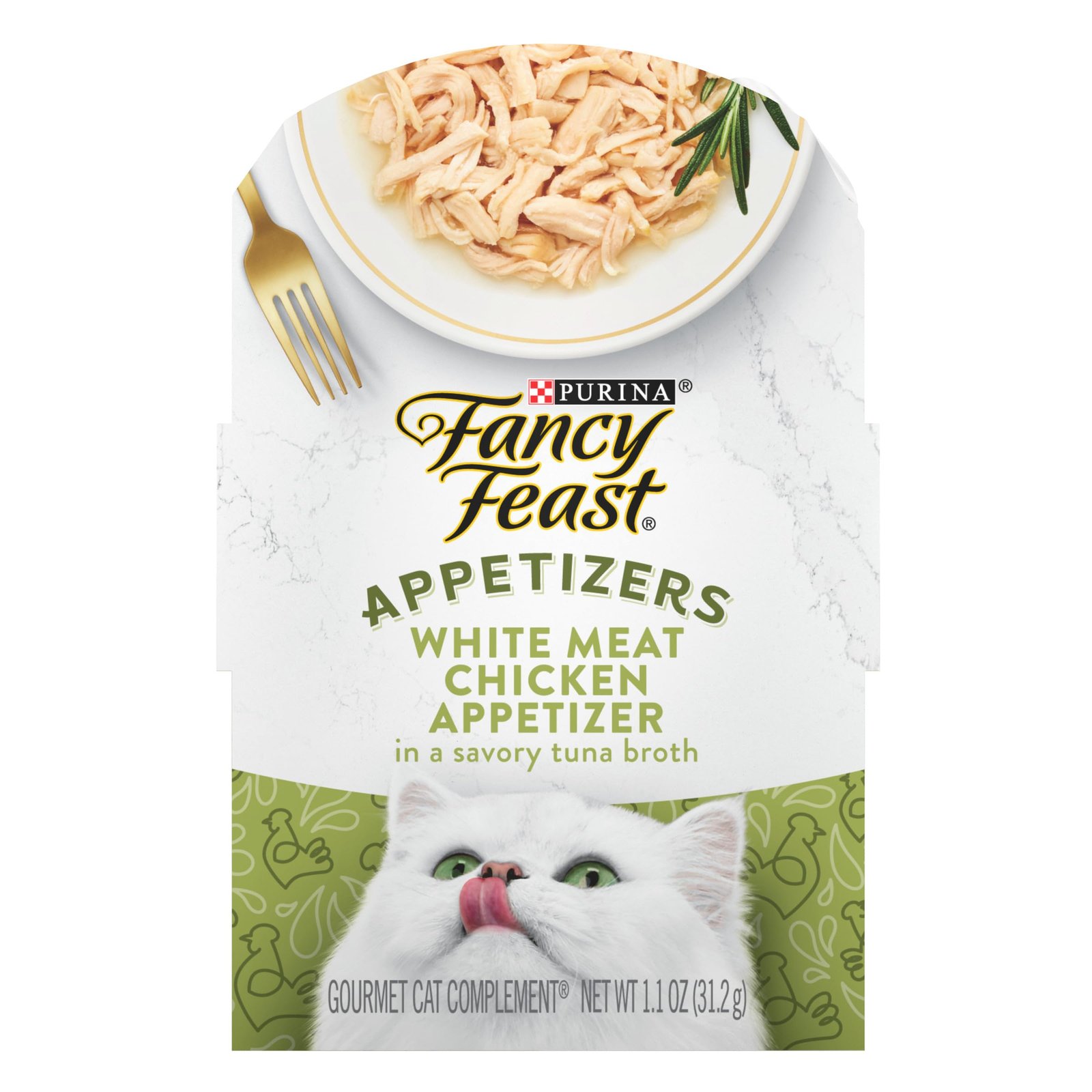 Fancy Feast Purina Fancy Feast Appetizers Grain Free Wet Cat Food Complement White Meat Chicken Appetizer in - 1.1 oz | Pack of 10