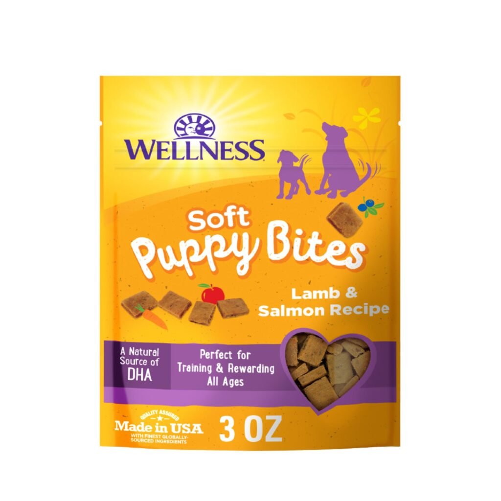 Wellness Soft Puppy Bites Dog Training Treats Natural Grain Free Lamb and Salmon Recipe - 3 oz
