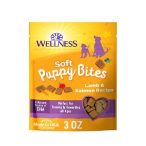 Wellness Soft Puppy Bites Dog Training Treats Natural Grain Free Lamb and Salmon Recipe - 3 oz