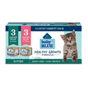 Blue Buffalo Baby Blue Natural Kitten Wet Cat Food Pat Variety Pack Healthy Growth Formula with DHA - Pack of 6