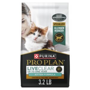 Purina Pro Plan LiveClear Dry Cat Food for Kittens Cat Allergen Reducer Chicken and Rice Formula - 3.2 lb