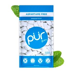 Aspartame Free Chewing Gum, 100% Xylitol, Natural Peppermint Flavored Gum, Pack of 1