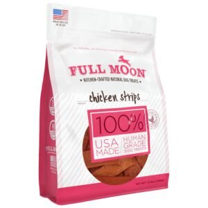 Full Moon Chicken Strips Healthy All Natural Dog Treats Human Grade Made in USA Grain Free - 12 oz