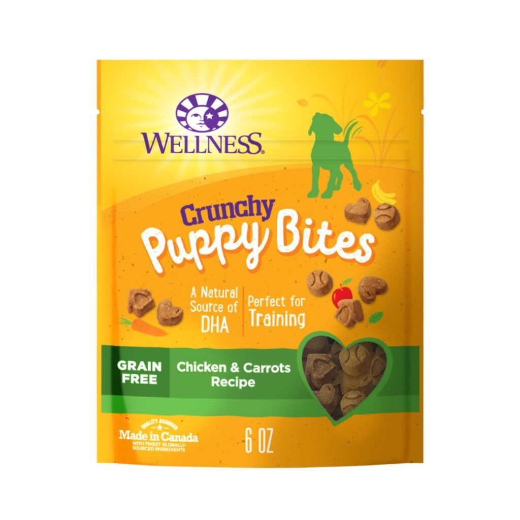 Wellness Crunchy Puppy Bites Dog Training Treats Natural Grain Free Chicken and Carrot Recipe - 6 oz