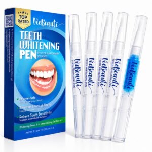 Teeth Whitening Pen Gel Kit, 35% Carbamide Peroxide Gel for Stain Removal, No Sensitivity, Remineralizing Pen, Brighter Smile in 2 Weeks, Mint Flavor, 5 Pack