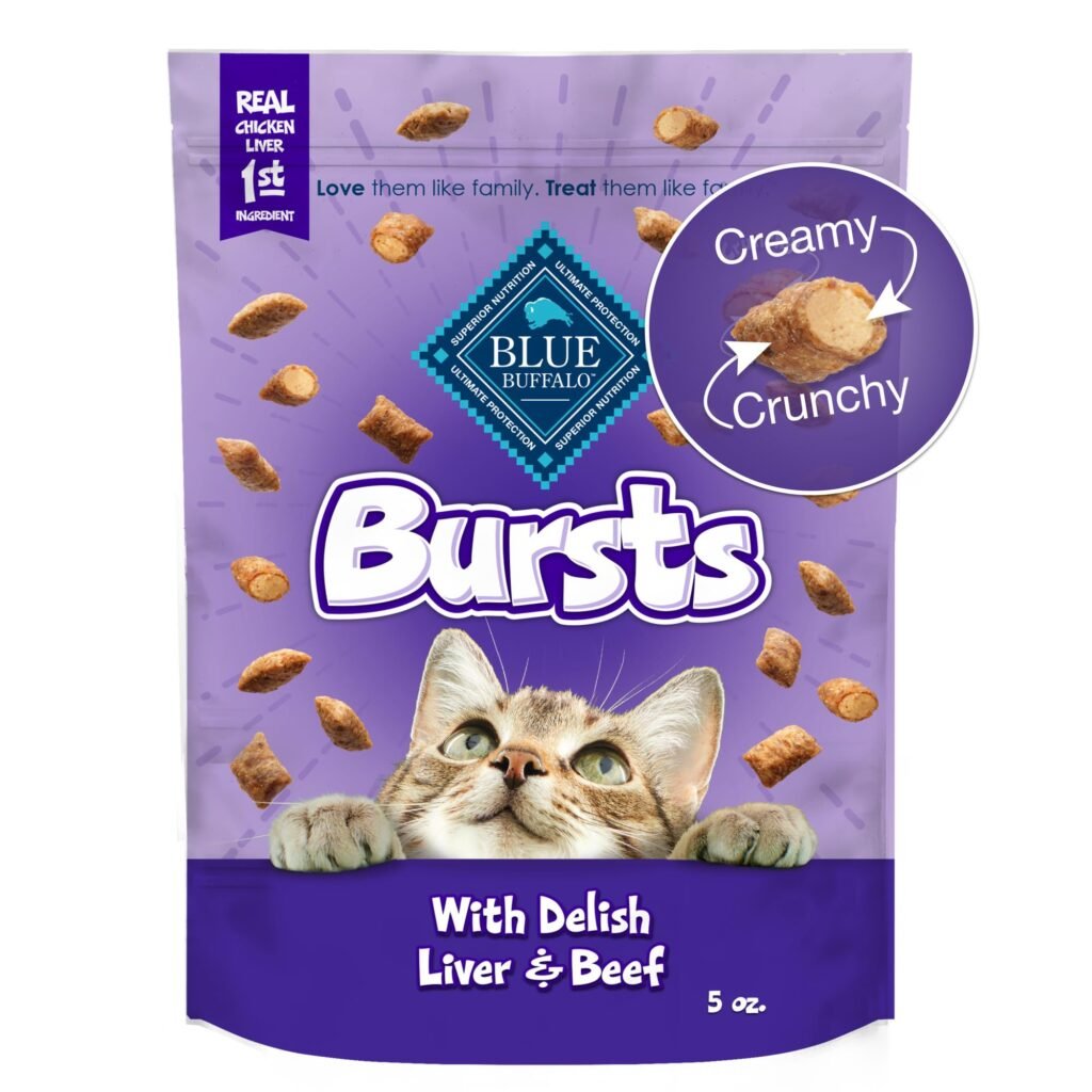 Blue Buffalo Bursts Crunchy & Creamy Cat Treats, Great for Training, Delish Liver & Beef