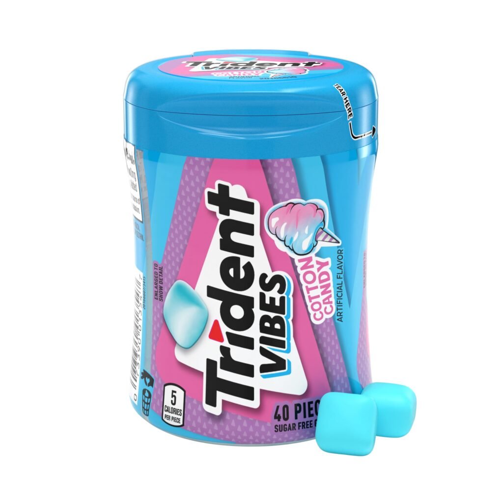 Vibes Sugar-Free Chewing Gum, Cotton Candy Flavor, 40 Pieces
