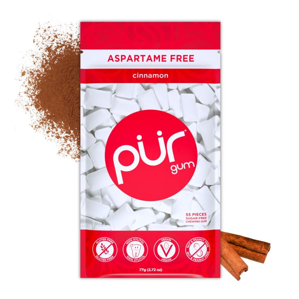 Aspartame Free Chewing Gum, 100% Xylitol, Natural Cinnamon Flavored Gum, Pack of 1