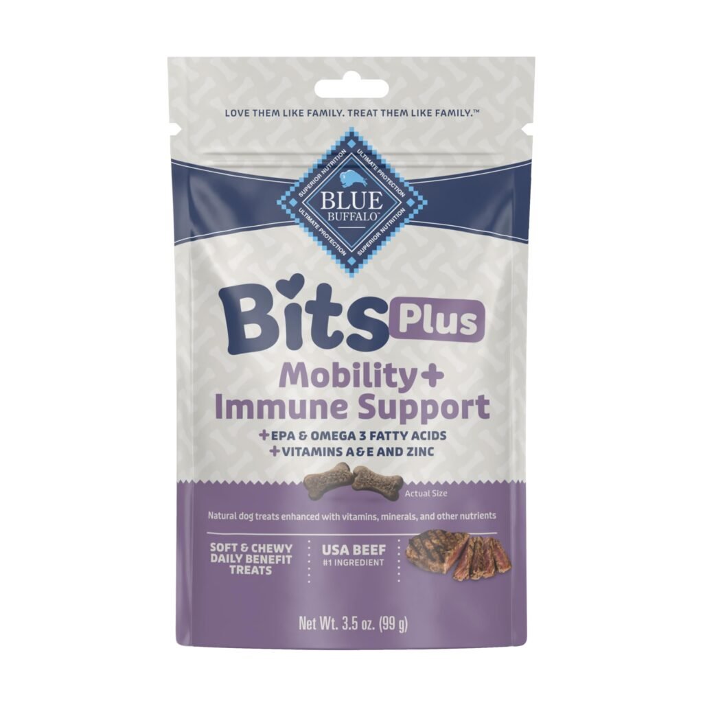 Blue Buffalo Blue Bits Plus Mobility and Immune Support Daily Benefit Dog Treats Soft & Chewy Beef
