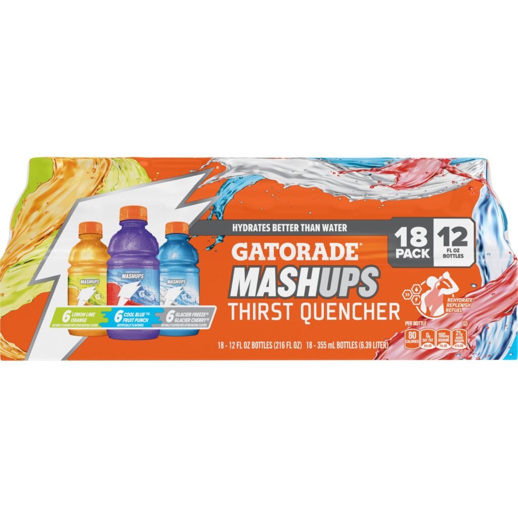 Gatorade Thirst Quencher, Mashups Variety Pack, Cool Blue-Fruit Punch, 12 Fl Oz, Pack of 18