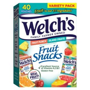 Welch's Fruit Snacks, Fruit Punch & Island Fruits, Individual Single Serve 0.8 oz bags, Pack of 40