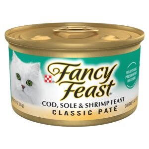 Fancy Feast Purina Fancy Feast Cod, Sole and Shrimp Feast Classic Grain Free Wet Cat Food Pate - 3 oz | Pack of 24