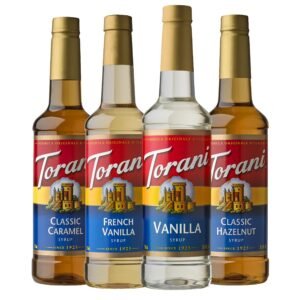 Torani Variety Pack Caramel, French Vanilla, Vanilla & Hazelnut, 25.4 oz, Pack of 4