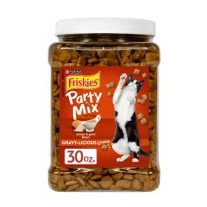 Friskies Purina Friskies Party Mix Gravy-Licious Crunch Chicken and Gravy Flavors Cat Treats - Canister - 30 oz