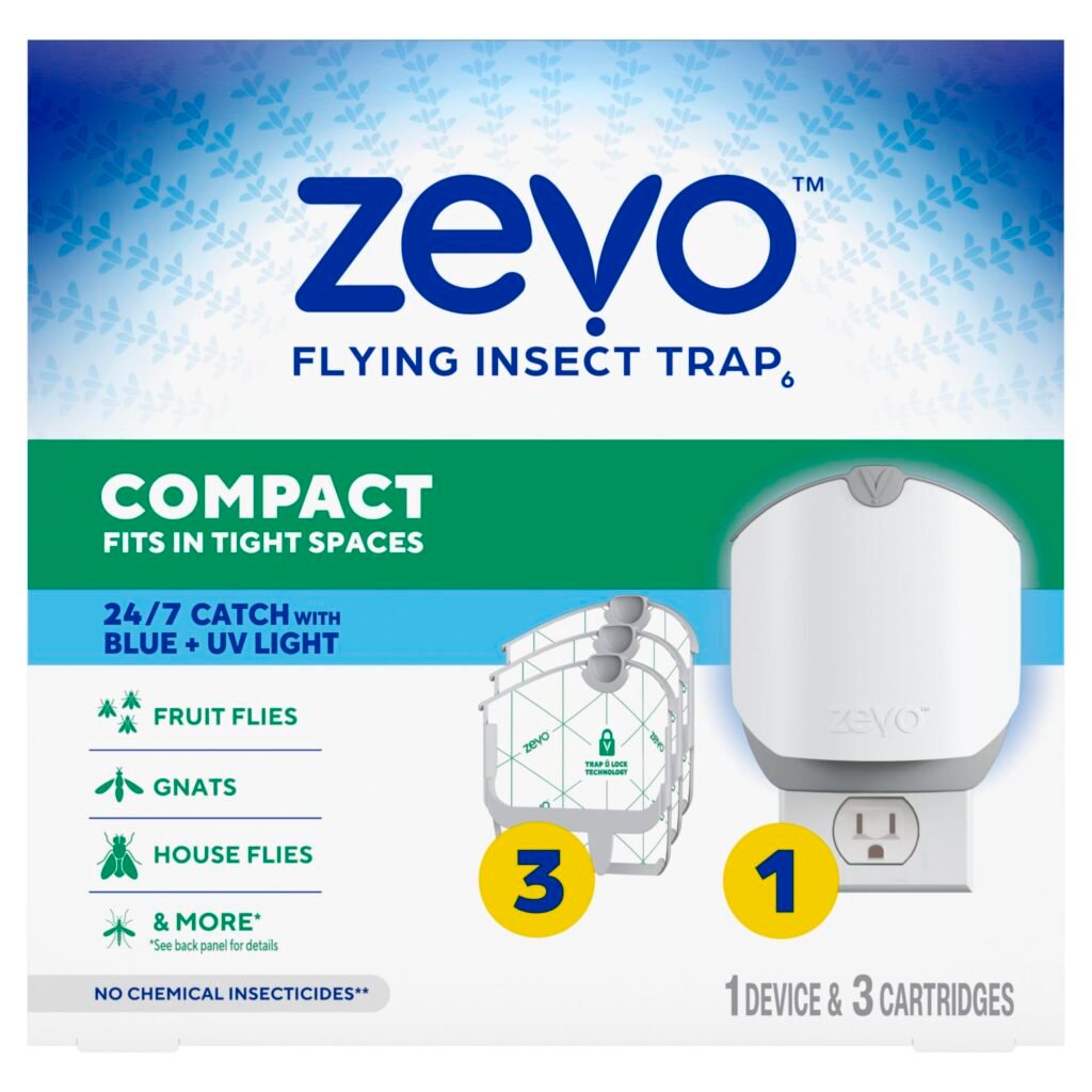 Zevo Compact Flying Insect Trap Kit with Refill Cartridges