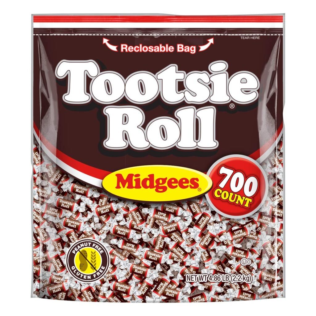 Tootsie Roll Midgees - Chewy Chocolate Gluten-Free Holiday Candy - Resealable Bag of Individually Wrapped Candies for