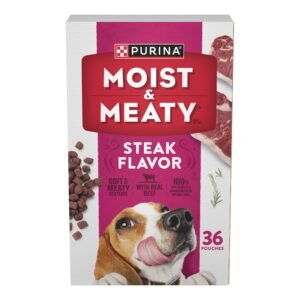 Purina Moist and Meaty Steak Flavor Soft Dog Food Pouches - Pack of 36