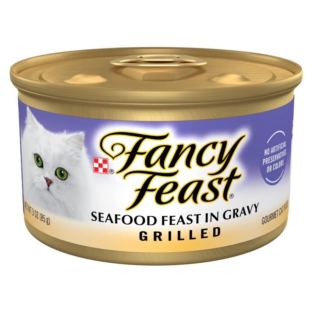 Fancy Feast Purina Fancy Feast Grilled Wet Cat Food Seafood Feast in Wet Cat Food Gravy - 3 oz | Pack of 24